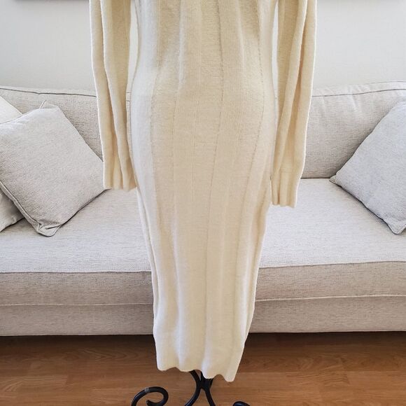 4SI3NNA: Wide Rib Midi Sweater Dress - size Medium in Ivory - Picture 6 of 16